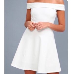 LULUS off the shoulder flare mini